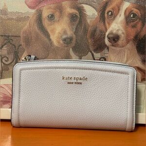 Kate Spade Knott Zip Slim Pebbled Leather Wallet NWT